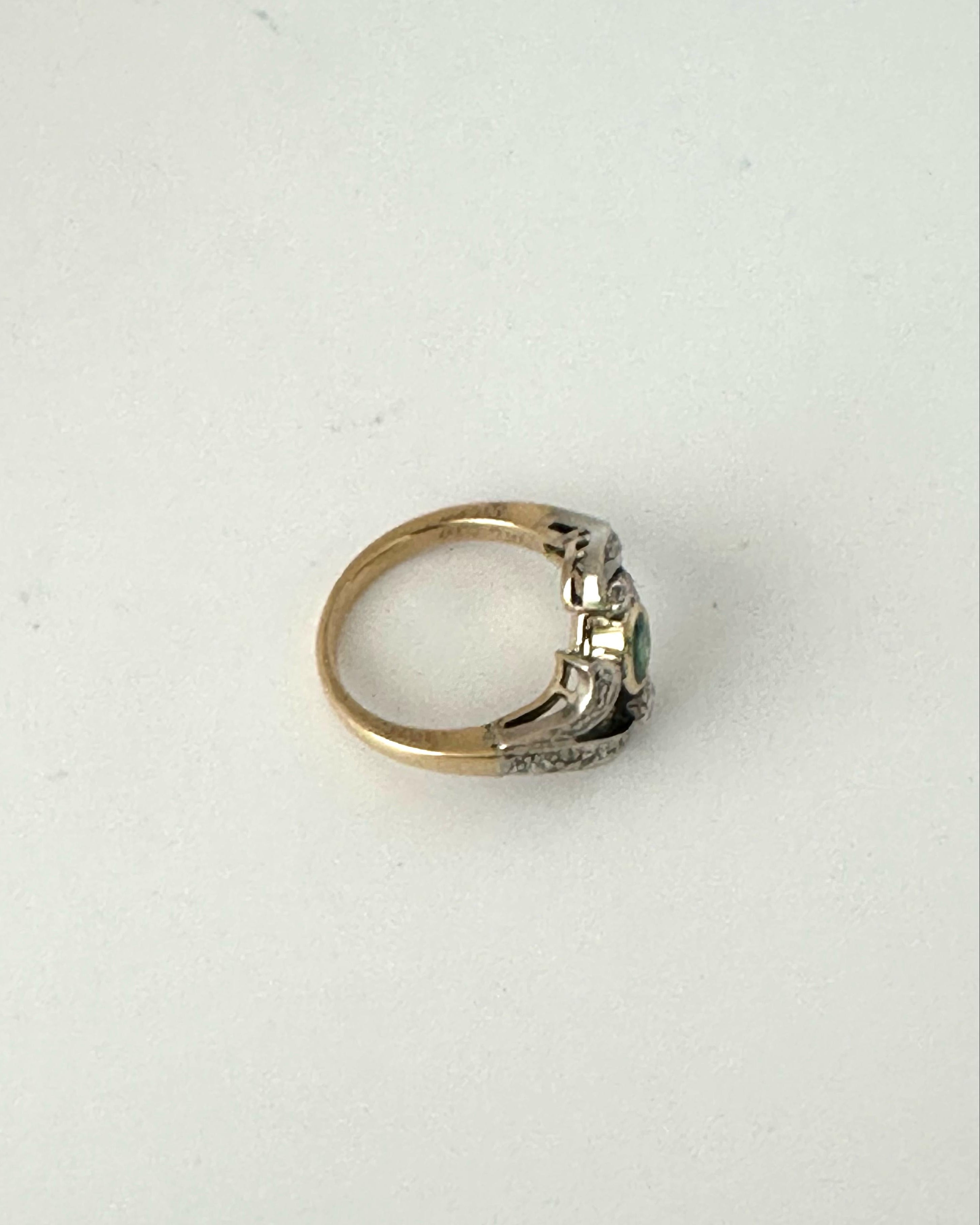 Anillo Antiguo de Esmeraldas y Diamantes