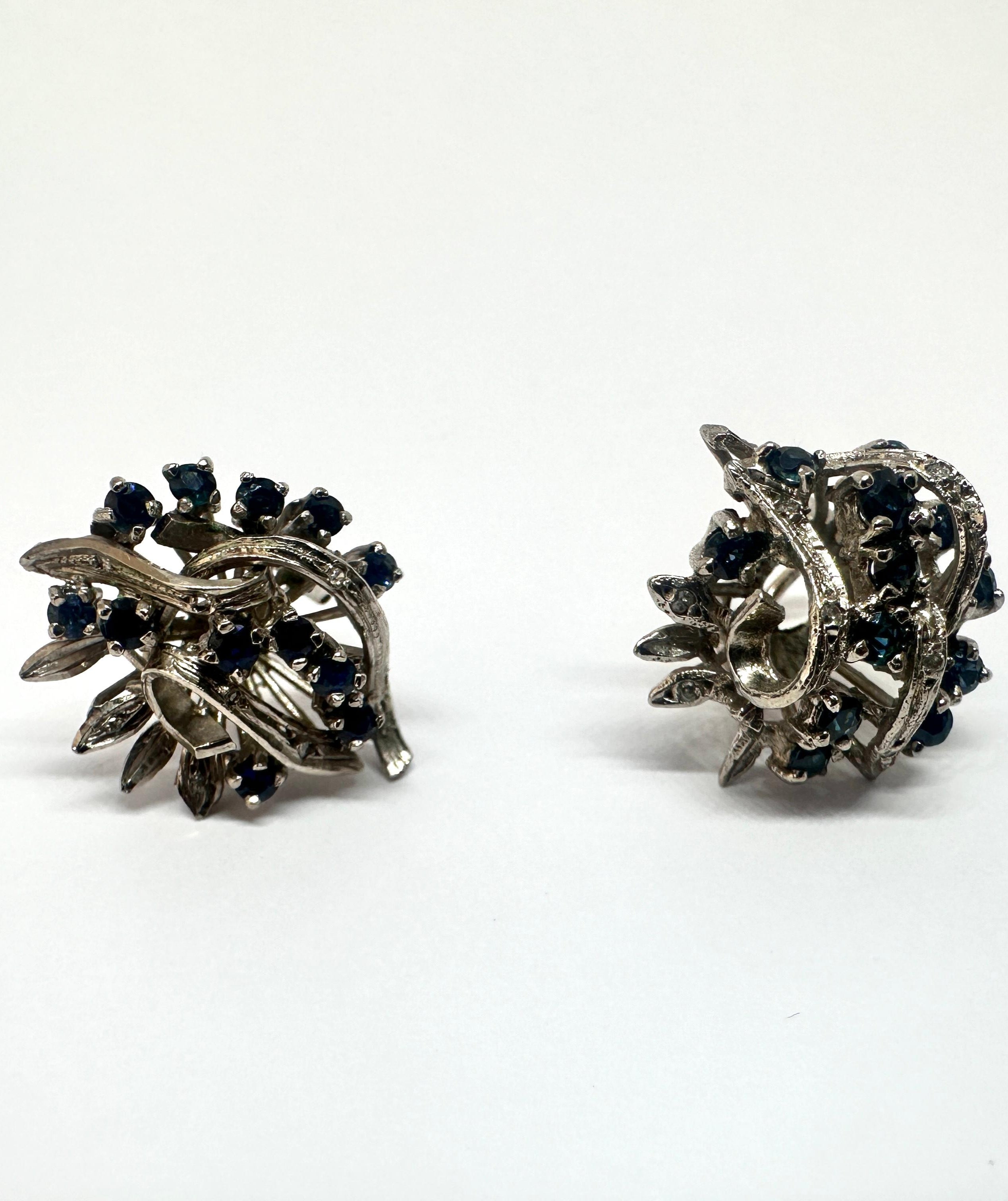 Aretes Vintage de Zafiros y Diamantes