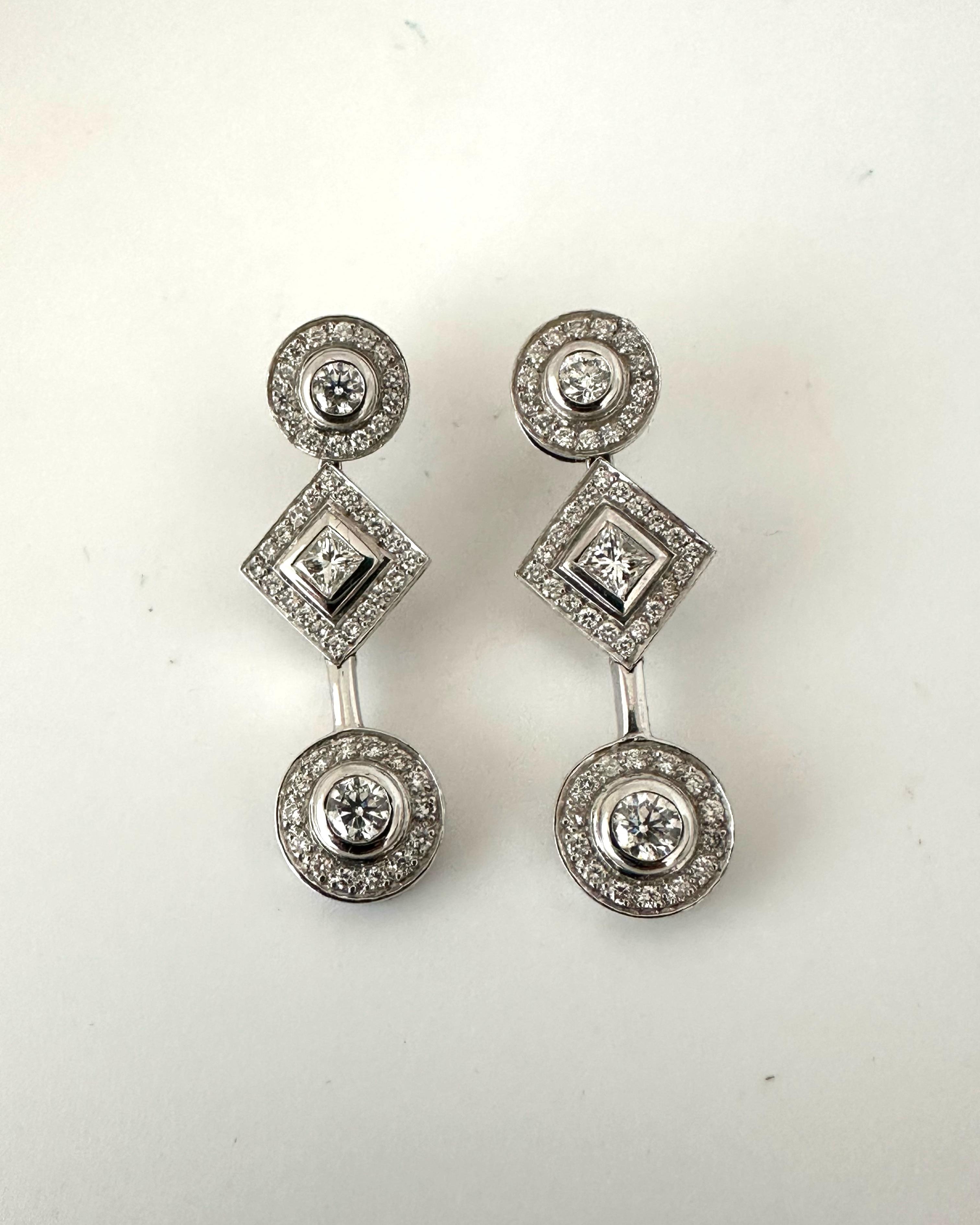 Aretes de Diamante en Oro Blanco