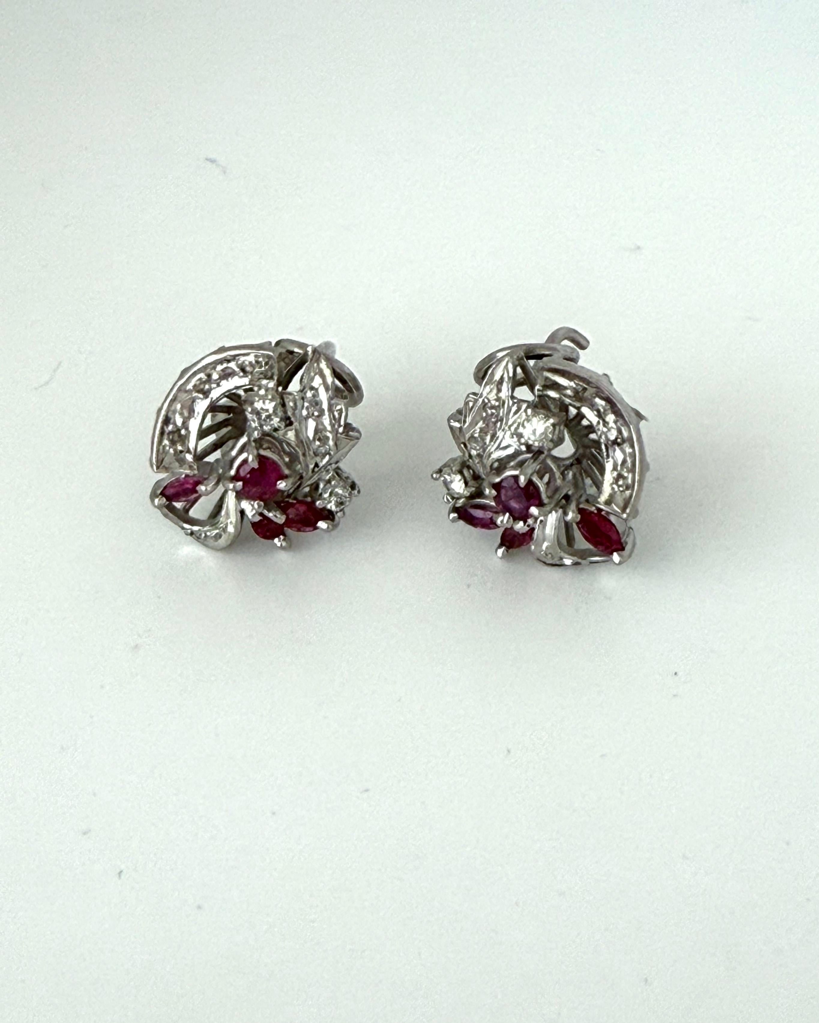 Aretes Vintage de Rubí y Diamantes