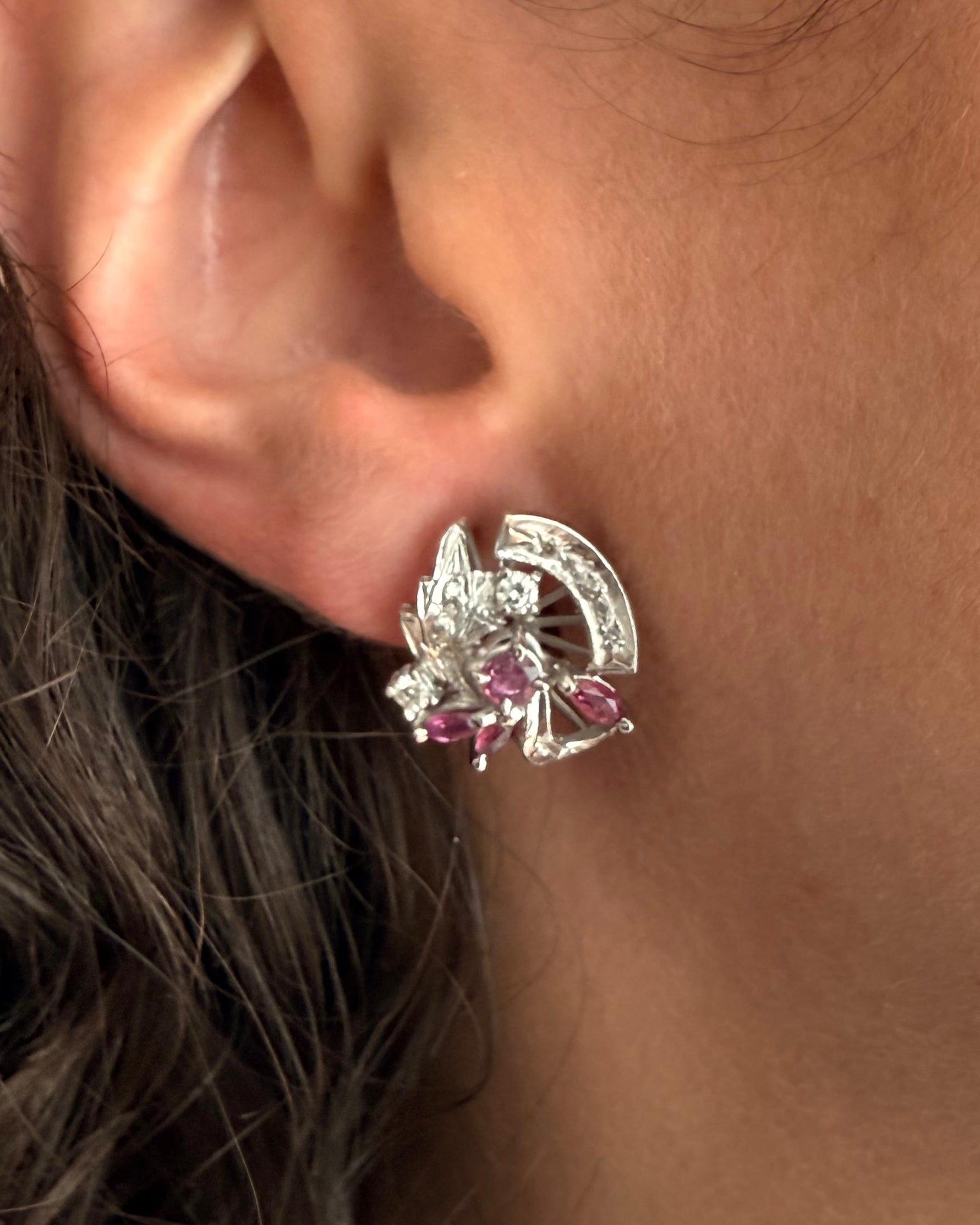 Aretes Vintage de Rubí y Diamantes