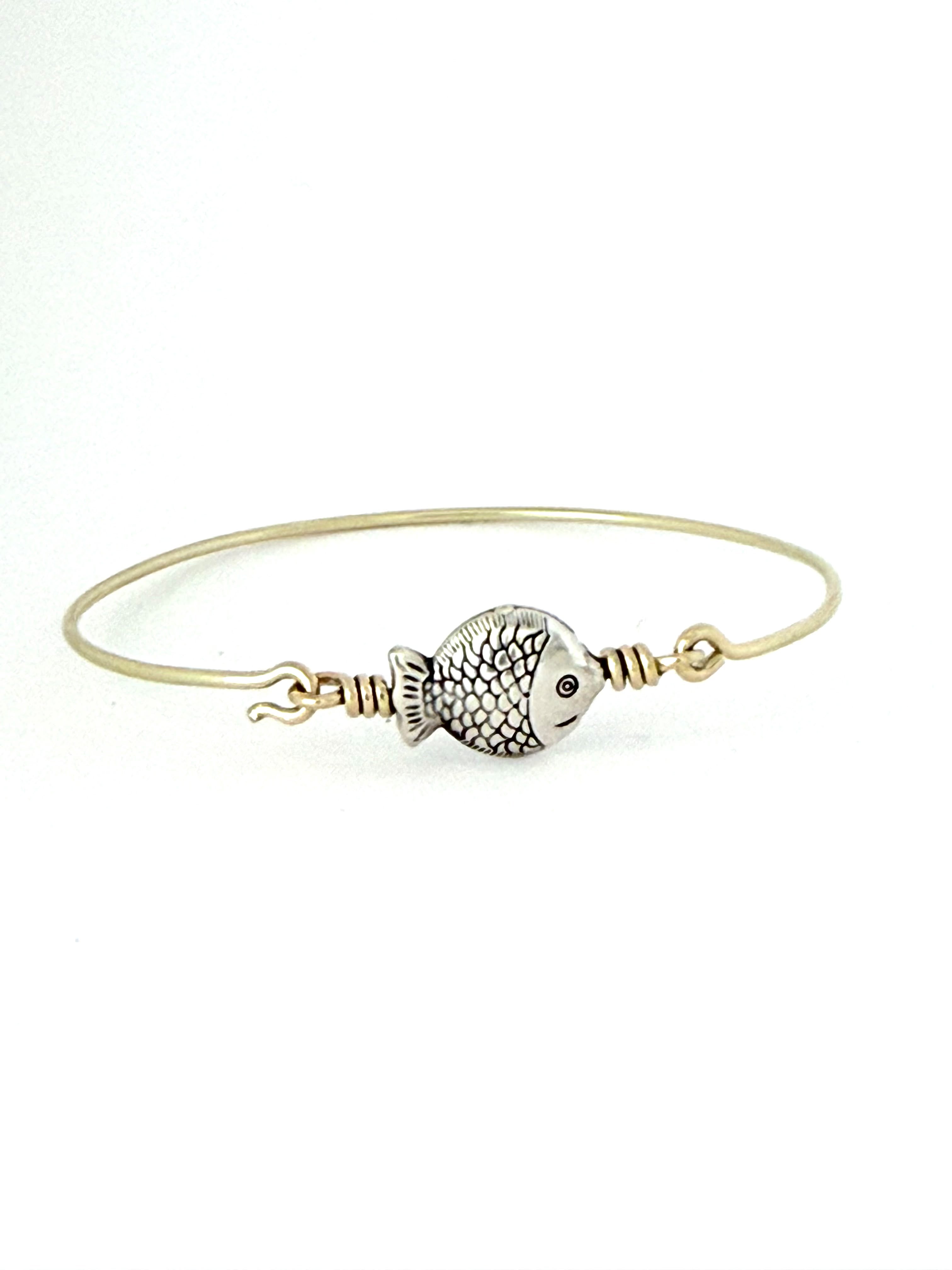 Pulsera guardianes en plata antigua de Nepal y oro de 10k
