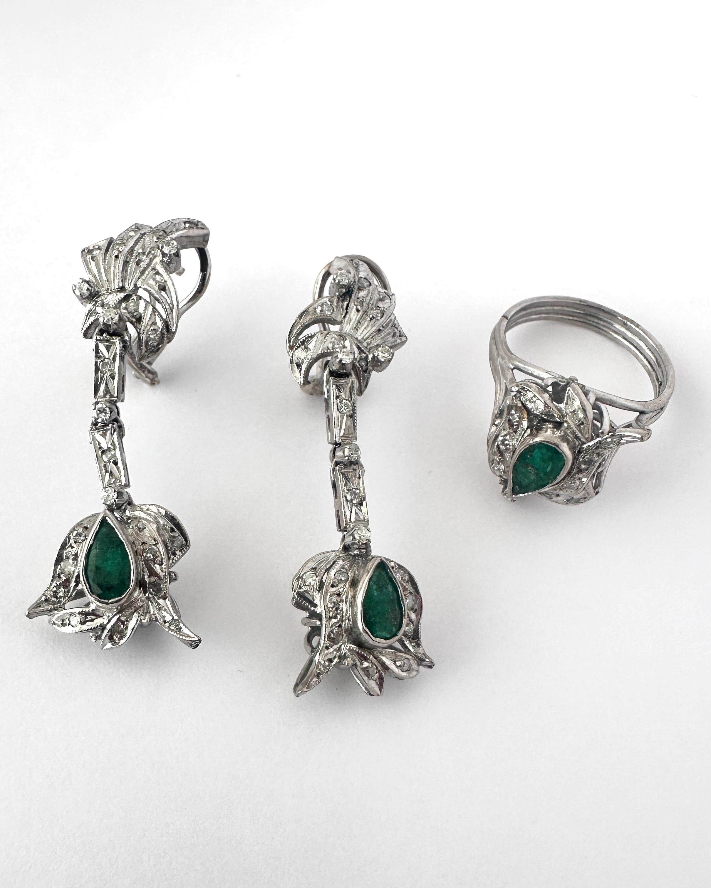 Juego Vintage Esmeraldas y Diamantes