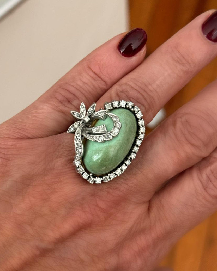 Maxi Anillo Vintage de Turquesa y Diamantes