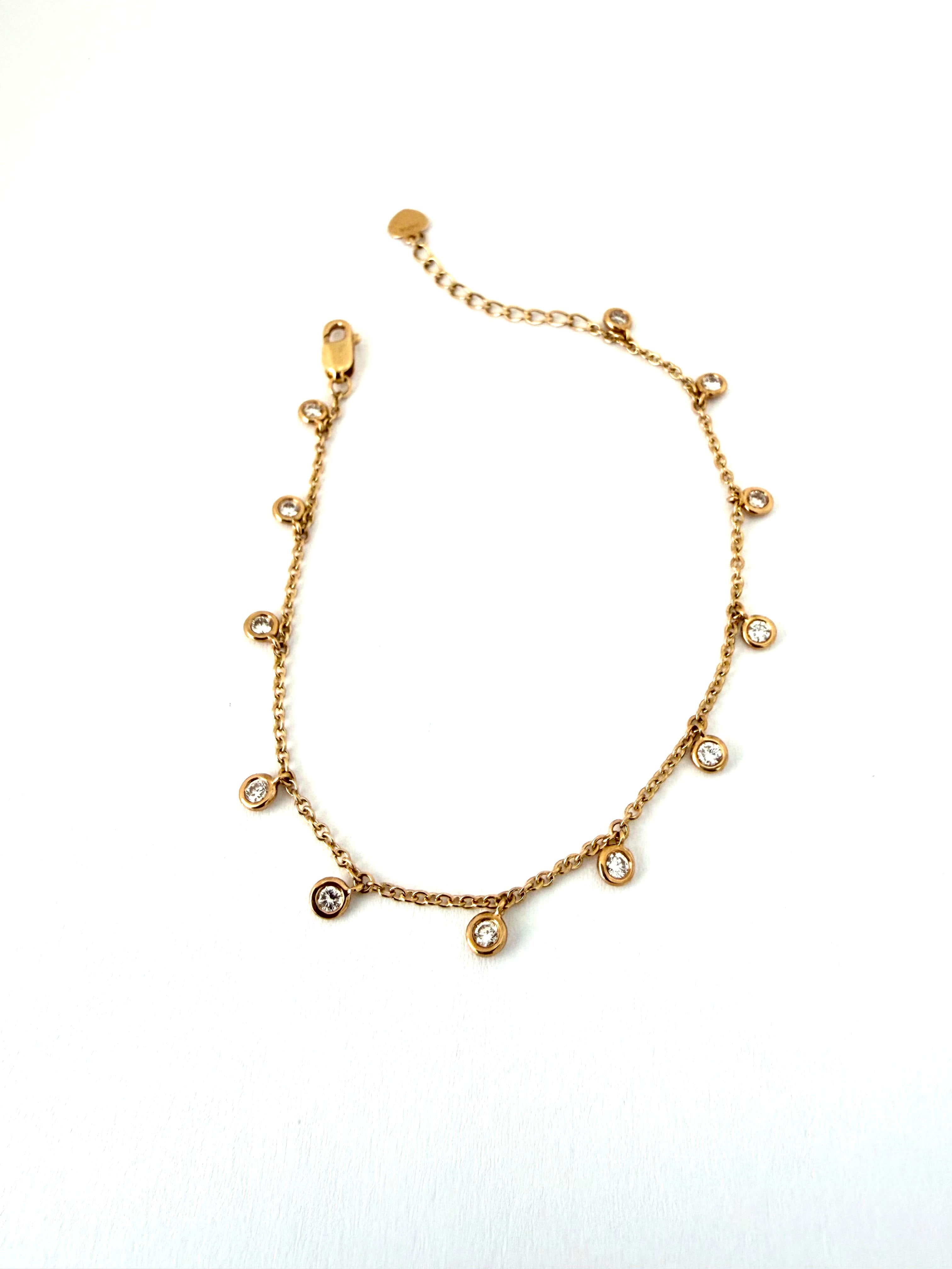 Pulsera de diamantes en oro amarillo de 18k, largo 17 cm