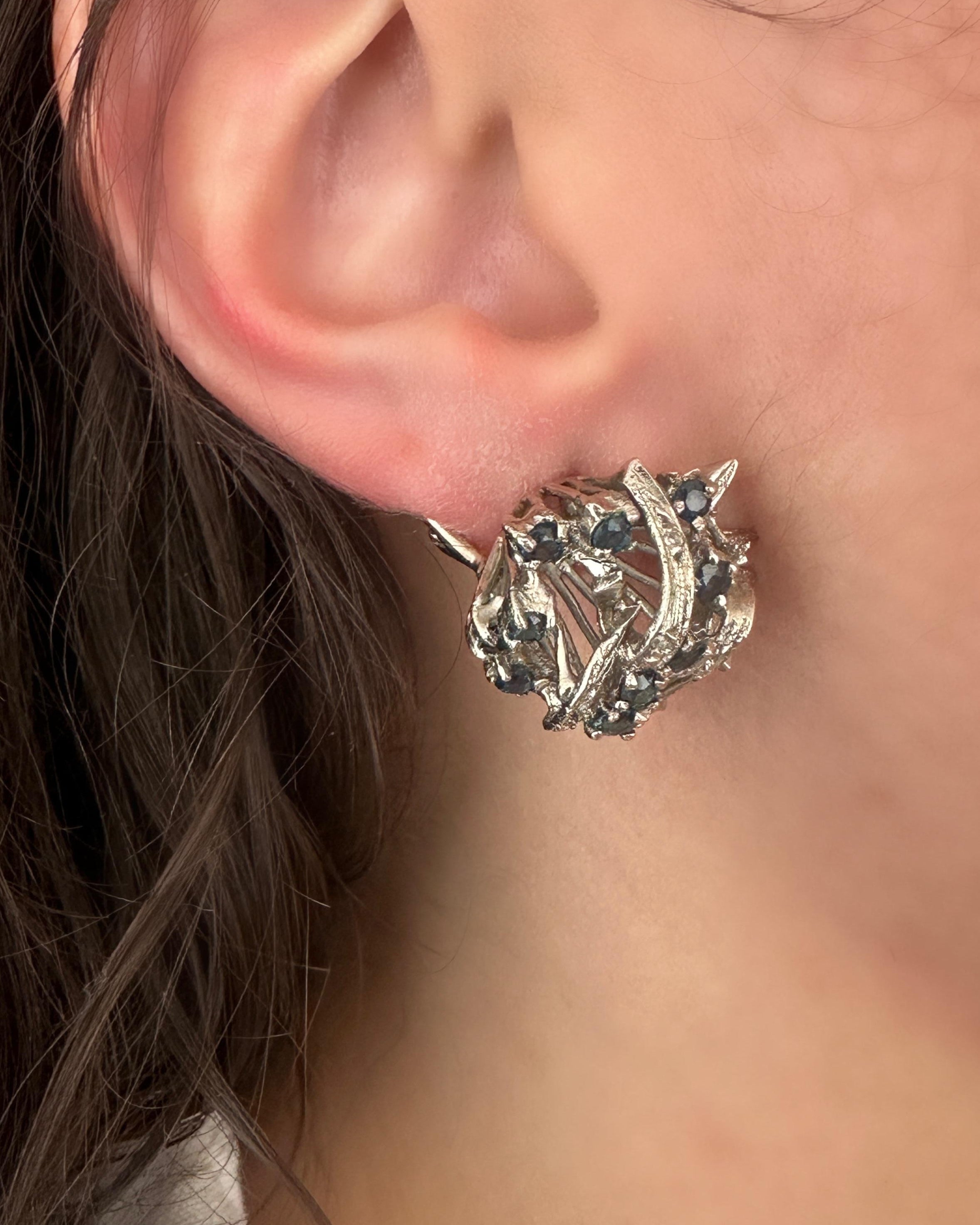 Aretes Vintage de Zafiros y Diamantes