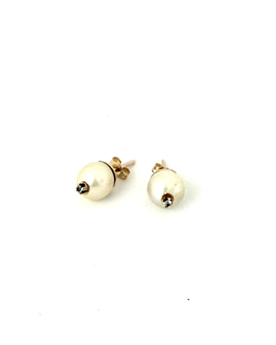 Broqueles Vintage de Perla y Diamante