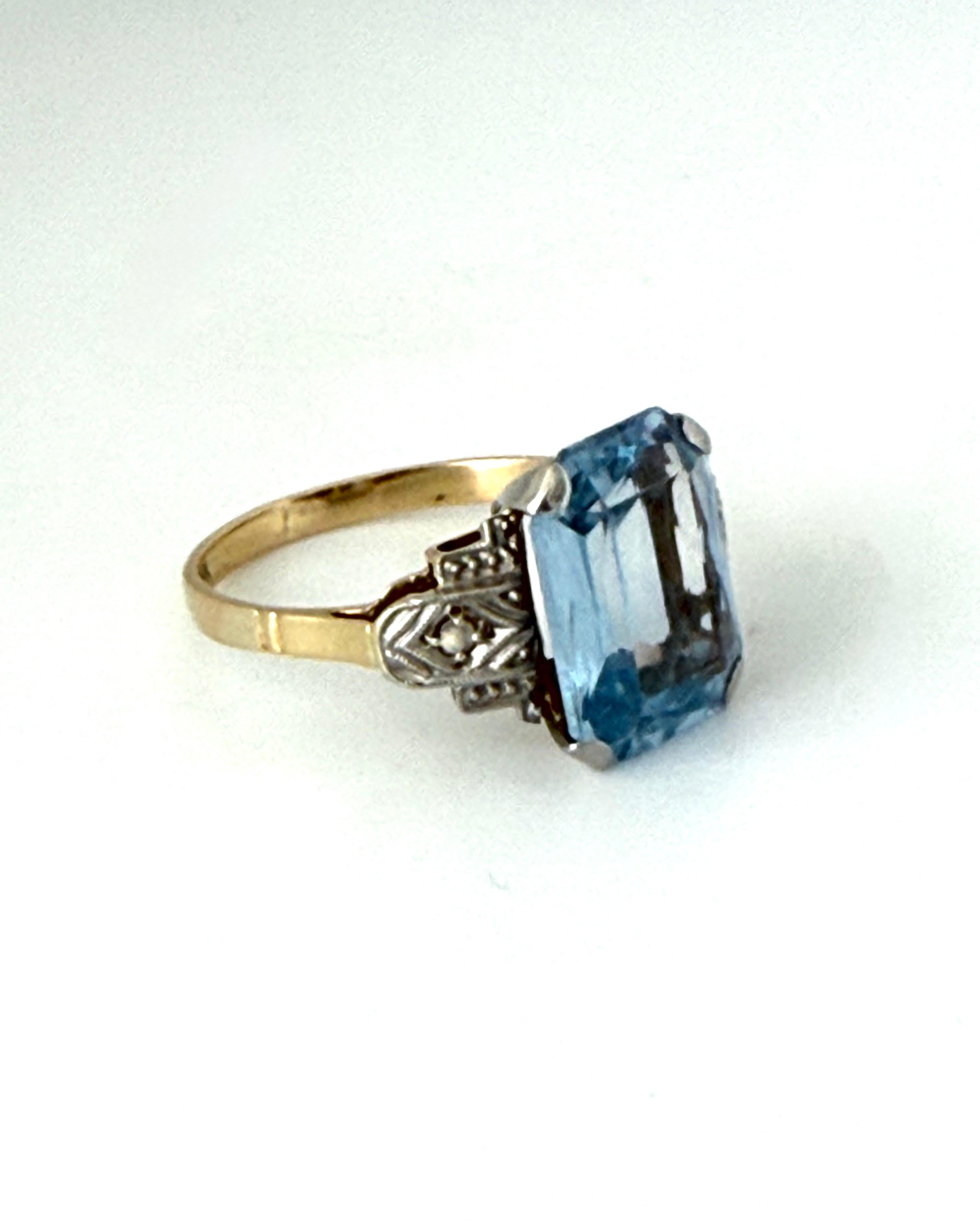 Anillo Antiguo Cianita y Diamantes