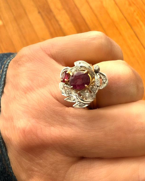 Juego Vintage de Rubíes y Diamantes