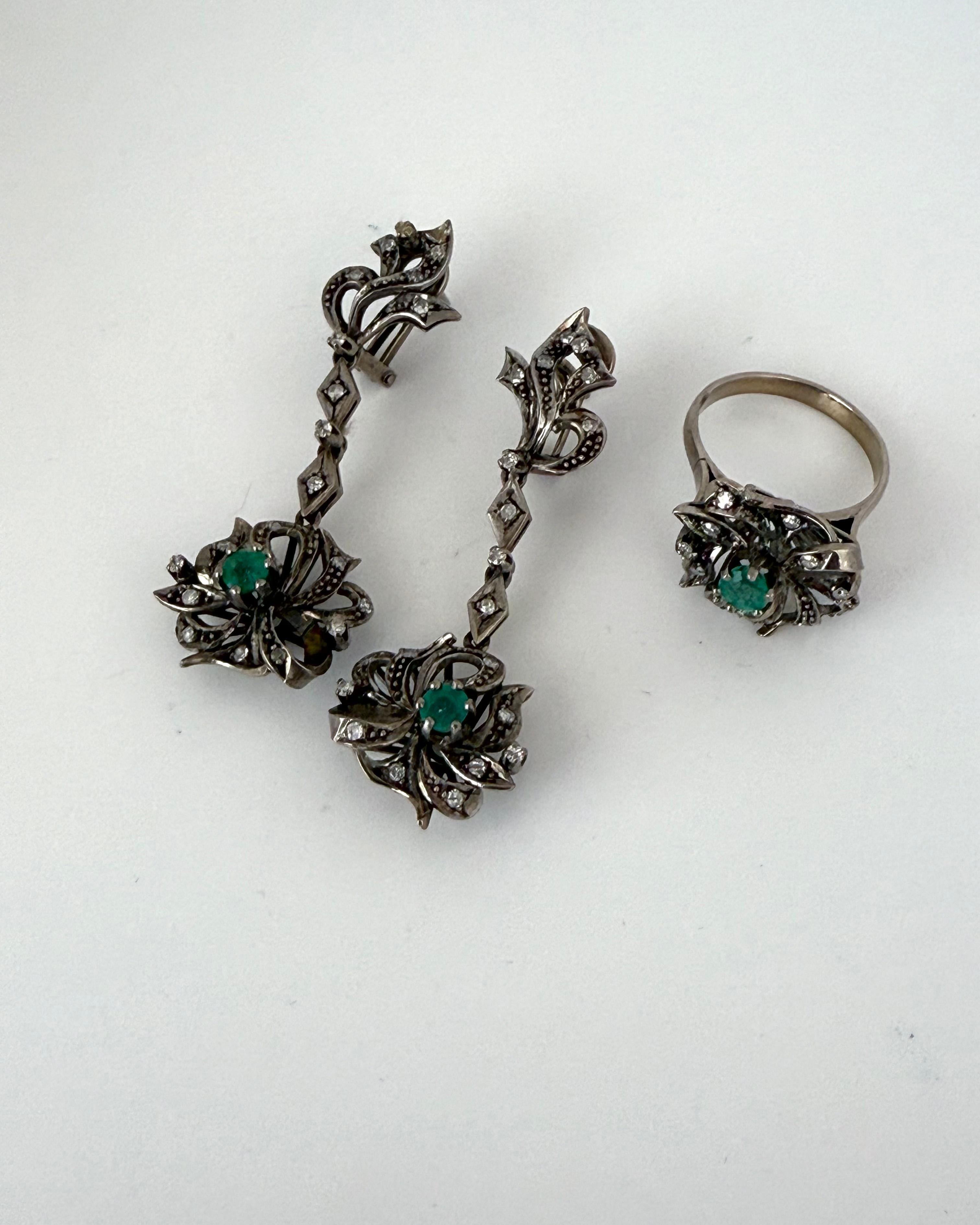 Juego Vintage de Esmeraldas y Diamantes