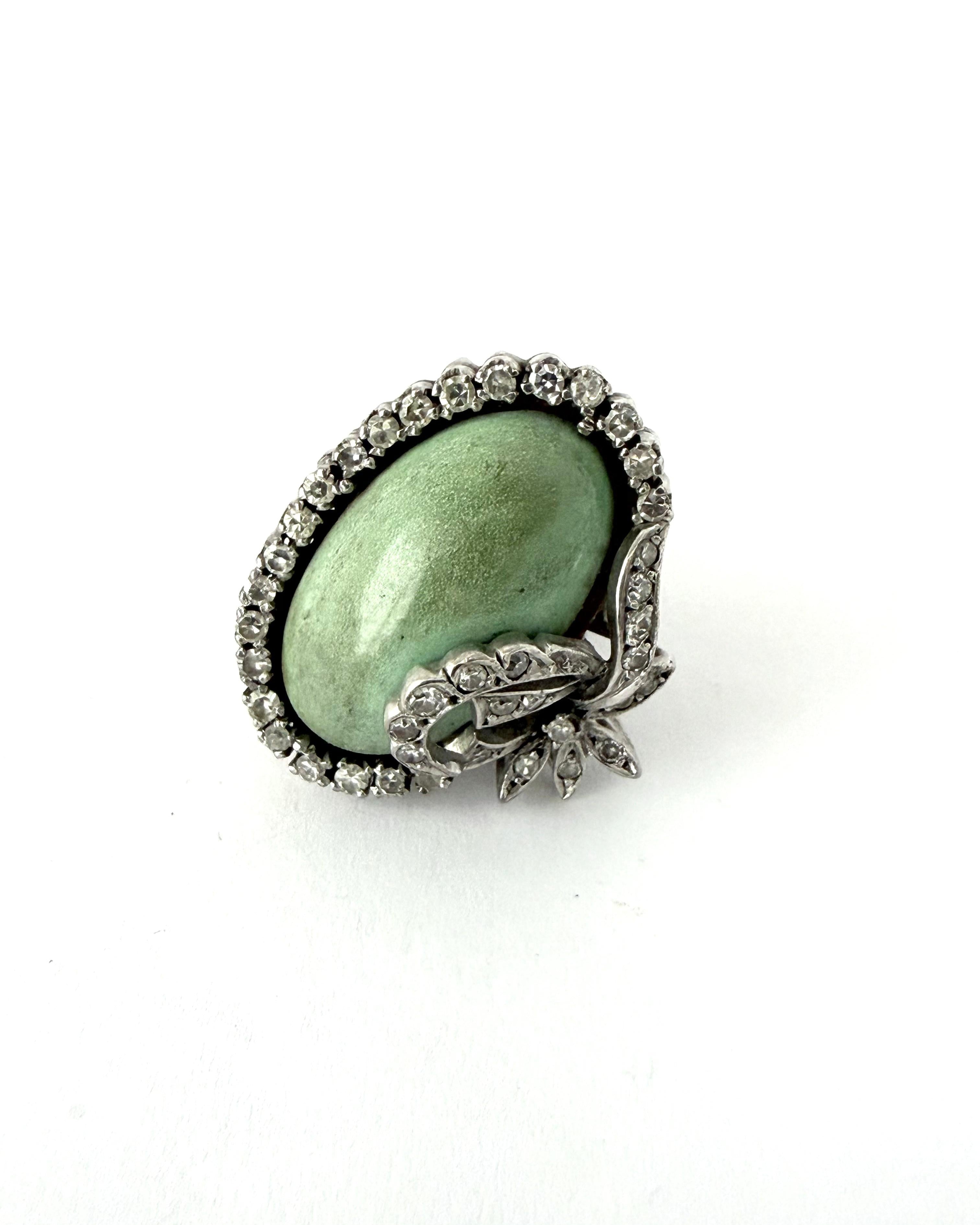 Maxi Anillo Vintage de Turquesa y Diamantes