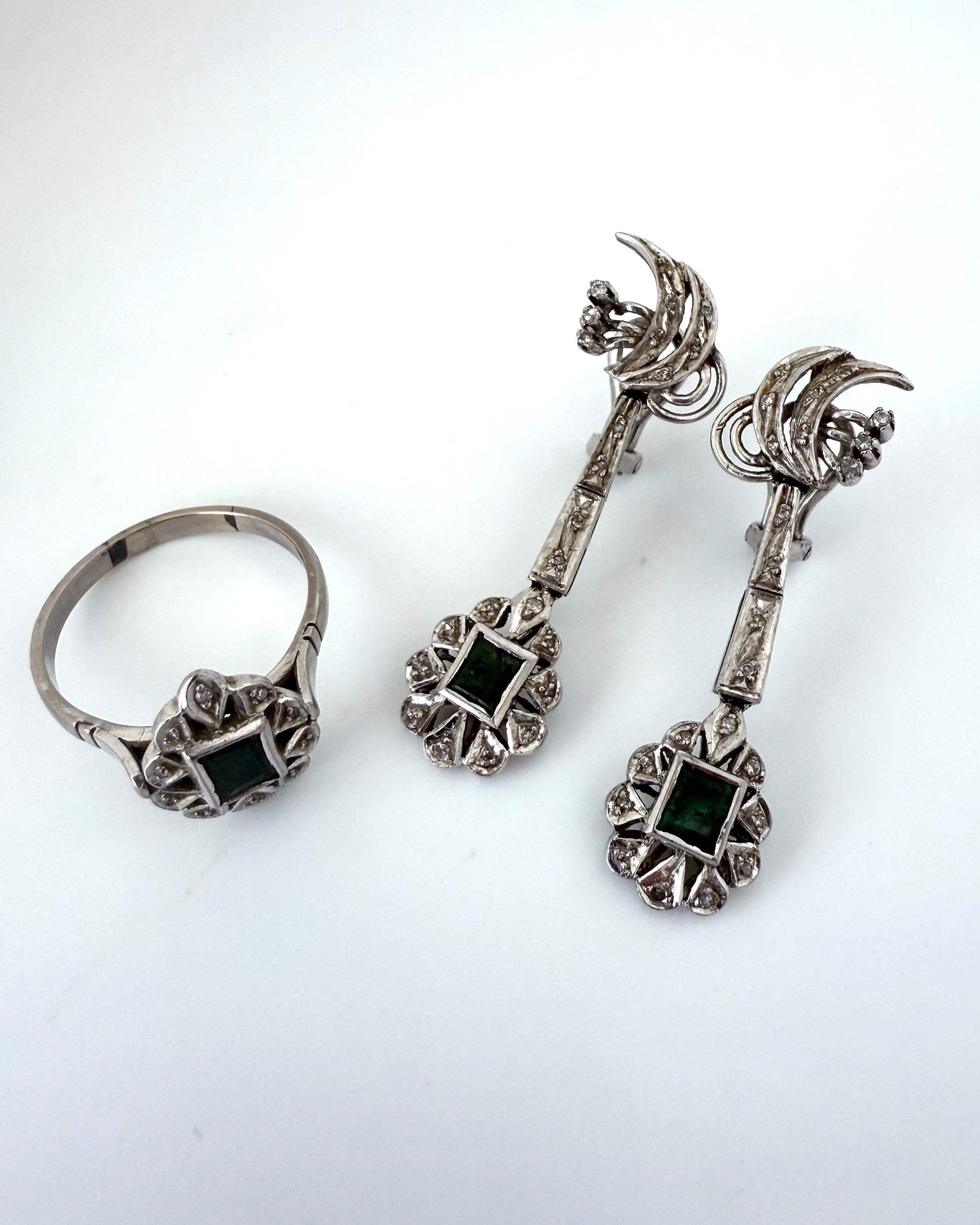 Juego Vintage de Esmeraldas y Diamantes
